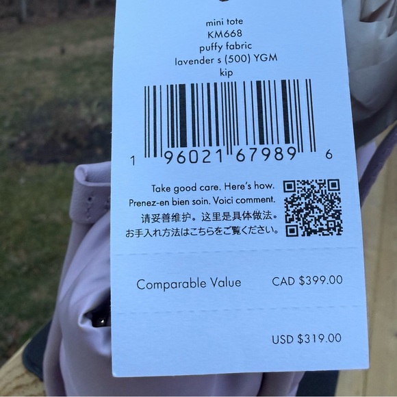 Kate Spade YGM Kip Puffy Fabric Lavender Mini Tote NWT - Picture 3 of 3